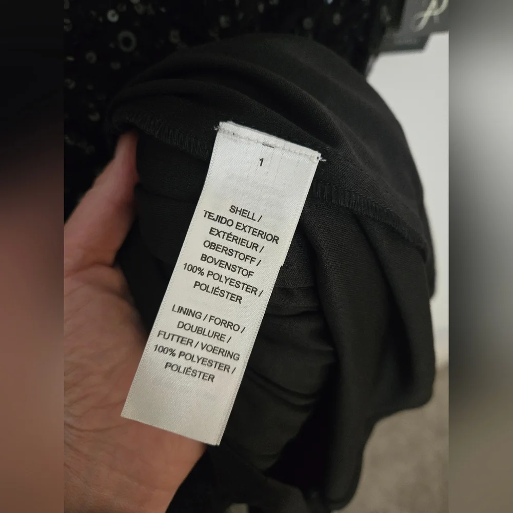 Adrianna Papell Black Sequin short sleeve rouched  waist dress NWT | Size 20 - Picture 5 of 7